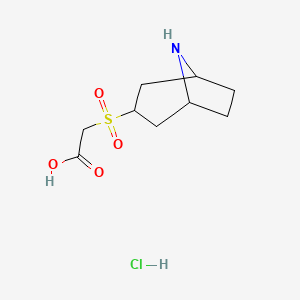 molecular formula C9H16ClNO4S B2359886 2-(8-Azabicyclo[3.2.1]octan-3-ylsulfonyl)acetic acid hydrochloride CAS No. 2034479-95-1