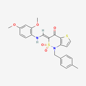 molecular formula C23H22N2O5S2 B2359888 (3Z)-3-{[(2,4-dimethoxyphenyl)amino]methylene}-1-(4-methylbenzyl)-1H-thieno[3,2-c][1,2]thiazin-4(3H)-one 2,2-dioxide CAS No. 894674-48-7