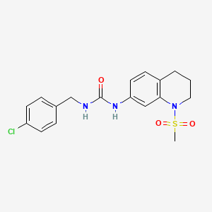 molecular formula C18H20ClN3O3S B2359906 1-(4-Chlorobenzyl)-3-(1-(methylsulfonyl)-1,2,3,4-tetrahydroquinolin-7-yl)urea CAS No. 1203198-26-8