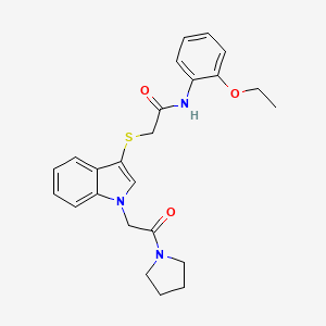 molecular formula C24H27N3O3S B2359916 N-(2-ethoxyphenyl)-2-{[1-(2-oxo-2-pyrrolidin-1-ylethyl)-1H-indol-3-yl]thio}acetamide CAS No. 877658-87-2