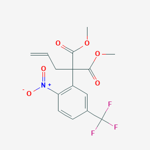 molecular formula C15H14F3NO6 B2359921 Dimethyl 2-allyl-2-[2-nitro-5-(trifluoromethyl)phenyl]malonate CAS No. 882747-26-4