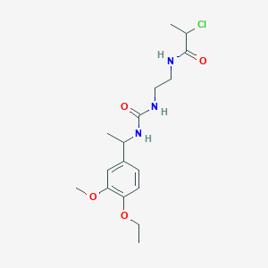 molecular formula C17H26ClN3O4 B2359922 2-chloro-N-[2-({[1-(4-ethoxy-3-methoxyphenyl)ethyl]carbamoyl}amino)ethyl]propanamide CAS No. 2094885-02-4