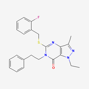 1-ethyl-5-((2-fluorobenzyl)thio)-3-methyl-6-phenethyl-1H-pyrazolo[4,3-d]pyrimidin-7(6H)-one
