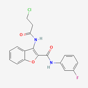 molecular formula C18H14ClFN2O3 B2359951 3-(3-chloropropanamido)-N-(3-fluorophenyl)benzofuran-2-carboxamide CAS No. 887879-32-5