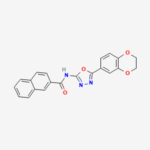 molecular formula C21H15N3O4 B2359954 N-[5-(2,3-dihydro-1,4-benzodioxin-6-yl)-1,3,4-oxadiazol-2-yl]naphthalene-2-carboxamide CAS No. 887873-10-1