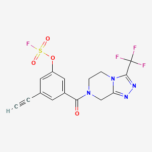 molecular formula C15H10F4N4O4S B2359958 7-(3-Ethynyl-5-fluorosulfonyloxybenzoyl)-3-(trifluoromethyl)-6,8-dihydro-5H-[1,2,4]triazolo[4,3-a]pyrazine CAS No. 2418647-82-0