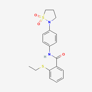 molecular formula C18H20N2O3S2 B2359968 N-(4-(1,1-二氧化异噻唑烷-2-基)苯基)-2-(乙硫基)苯甲酰胺 CAS No. 1207021-91-7