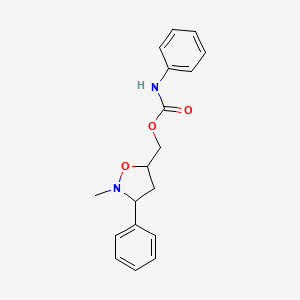 molecular formula C18H20N2O3 B2359970 (2-methyl-3-phenyl-1,2-oxazolidin-5-yl)methyl N-phenylcarbamate CAS No. 338406-59-0