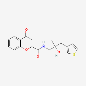 molecular formula C18H17NO4S B2359975 N-{2-hydroxy-2-[(thiophen-3-yl)methyl]propyl}-4-oxo-4H-chromene-2-carboxamide CAS No. 2097935-86-7