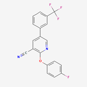 molecular formula C19H10F4N2O B2359977 2-(4-氟苯氧基)-5-[3-(三氟甲基)苯基]吡啶-3-腈 CAS No. 338964-57-1