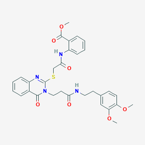 molecular formula C31H32N4O7S B2359981 Methyl 2-(2-((3-(3-((3,4-dimethoxyphenethyl)amino)-3-oxopropyl)-4-oxo-3,4-dihydroquinazolin-2-yl)thio)acetamido)benzoate CAS No. 422289-05-2