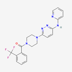 molecular formula C21H19F3N6O B2359984 (4-(6-(Pyridin-2-ylamino)pyridazin-3-yl)piperazin-1-yl)(2-(trifluoromethyl)phenyl)methanone CAS No. 1021115-06-9