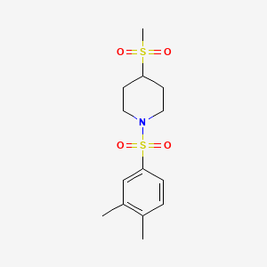 molecular formula C14H21NO4S2 B2359992 1-((3,4-Dimethylphenyl)sulfonyl)-4-(methylsulfonyl)piperidine CAS No. 1448059-03-7