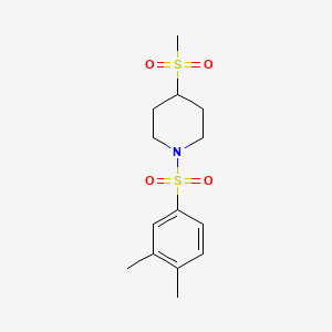 molecular formula C14H21NO4S2 B2359992 1-((3,4-Dimetilfenil)sulfonil)-4-(metilsulfonil)piperidina CAS No. 1448059-03-7