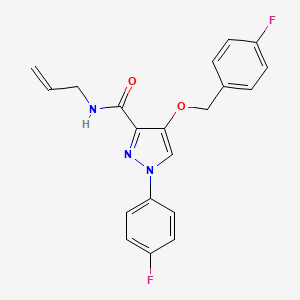 molecular formula C20H17F2N3O2 B2359994 N-allyl-4-((4-fluorobenzyl)oxy)-1-(4-fluorophenyl)-1H-pyrazole-3-carboxamide CAS No. 1209536-32-2