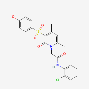 molecular formula C22H21ClN2O5S B2359997 N-(2-氯苯基)-2-(3-((4-甲氧基苯基)磺酰基)-4,6-二甲基-2-氧代吡啶-1(2H)-基)乙酰胺 CAS No. 946215-76-5