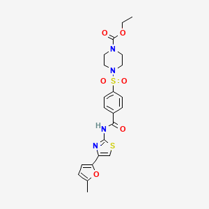 molecular formula C22H24N4O6S2 B2359999 Ethyl 4-((4-((4-(5-methylfuran-2-yl)thiazol-2-yl)carbamoyl)phenyl)sulfonyl)piperazine-1-carboxylate CAS No. 361174-47-2