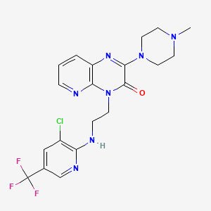 molecular formula C20H21ClF3N7O B2360000 4-(2-{[3-氯-5-(三氟甲基)-2-吡啶基]氨基}乙基)-2-(4-甲基哌嗪)吡啶并[2,3-b]嘧啶-3(4H)-酮 CAS No. 338411-99-7