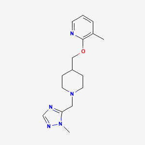 molecular formula C16H23N5O B2360009 3-Methyl-2-[[1-[(2-methyl-1,2,4-triazol-3-yl)methyl]piperidin-4-yl]methoxy]pyridine CAS No. 2379988-06-2
