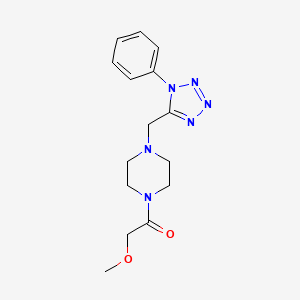 molecular formula C15H20N6O2 B2360047 2-methoxy-1-(4-((1-phenyl-1H-tetrazol-5-yl)methyl)piperazin-1-yl)ethanone CAS No. 1040649-68-0