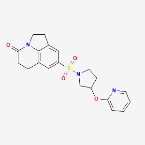 molecular formula C20H21N3O4S B2360048 8-((3-(吡啶-2-基氧)吡咯烷-1-基)磺酰基)-5,6-二氢-1H-吡咯并[3,2,1-ij]喹啉-4(2H)-酮 CAS No. 1903440-63-0