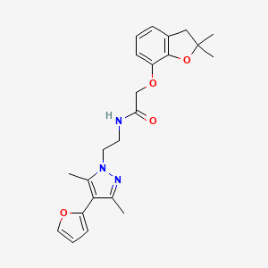 2-((2,2-dimethyl-2,3-dihydrobenzofuran-7-yl)oxy)-N-(2-(4-(furan-2-yl)-3,5-dimethyl-1H-pyrazol-1-yl)ethyl)acetamide