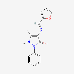 molecular formula C16H15N3O2 B2360052 (E)-4-((furan-2-ylmethylene)amino)-1,5-dimethyl-2-phenyl-1H-pyrazol-3(2H)-one CAS No. 1164482-67-0