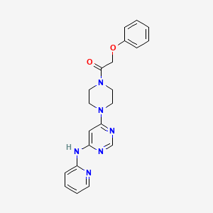 molecular formula C21H22N6O2 B2360056 2-Phenoxy-1-(4-(6-(pyridin-2-ylamino)pyrimidin-4-yl)piperazin-1-yl)ethanon CAS No. 1396584-45-4