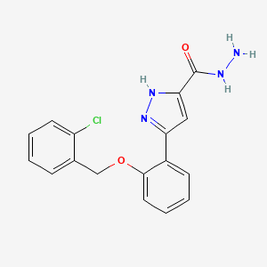 molecular formula C17H15ClN4O2 B2360057 3-(2-((2-氯苄基)氧基)苯基)-1H-吡唑-5-甲酰肼 CAS No. 1038995-97-9