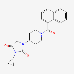 molecular formula C22H23N3O3 B2360064 3-Cyclopropyl-1-[1-(naphthalene-1-carbonyl)piperidin-4-yl]imidazolidine-2,4-dione CAS No. 2097863-44-8