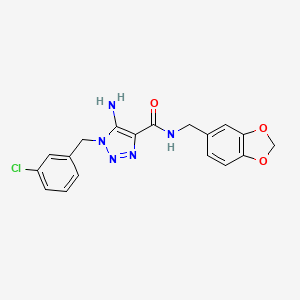 molecular formula C18H16ClN5O3 B2360066 5-amino-N-(1,3-benzodioxol-5-ylmethyl)-1-[(3-chlorophenyl)methyl]triazole-4-carboxamide CAS No. 899973-72-9