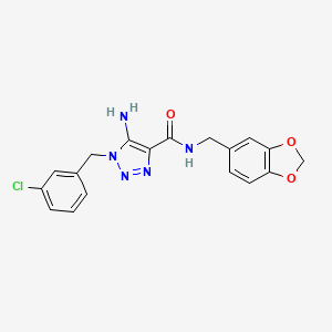 molecular formula C18H16ClN5O3 B2360066 5-氨基-N-(1,3-苯二氧杂环-5-基甲基)-1-[(3-氯苯基)甲基]三唑-4-甲酰胺 CAS No. 899973-72-9