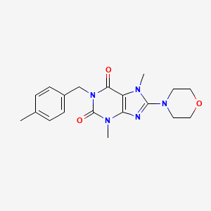 molecular formula C19H23N5O3 B2360070 3,7-二甲基-1-(4-甲基苄基)-8-吗啉基-1H-嘧啶-2,6(3H,7H)-二酮 CAS No. 941965-23-7