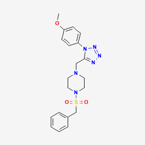 molecular formula C20H24N6O3S B2360075 1-(benzylsulfonyl)-4-((1-(4-methoxyphenyl)-1H-tetrazol-5-yl)methyl)piperazine CAS No. 1049433-60-4