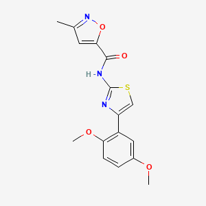 molecular formula C16H15N3O4S B2360078 N-[4-(2,5-dimetoxi fenil)-1,3-tiazol-2-il]-3-metil-1,2-oxazol-5-carboxamida CAS No. 930408-16-5