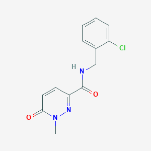 molecular formula C13H12ClN3O2 B2360084 N-(2-chlorobenzyl)-1-methyl-6-oxo-1,6-dihydropyridazine-3-carboxamide CAS No. 1040661-85-5