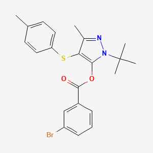 molecular formula C22H23BrN2O2S B2360089 [2-Tert-butyl-5-methyl-4-(4-methylphenyl)sulfanylpyrazol-3-yl] 3-bromobenzoate CAS No. 851128-07-9