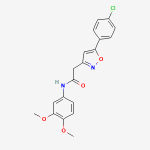 molecular formula C19H17ClN2O4 B2360090 2-(5-(4-chlorophenyl)isoxazol-3-yl)-N-(3,4-dimethoxyphenyl)acetamide CAS No. 946316-21-8