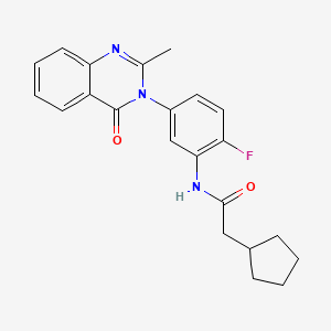 molecular formula C22H22FN3O2 B2360092 2-环戊基-N-(2-氟-5-(2-甲基-4-氧代喹唑啉-3(4H)-基)苯基)乙酰胺 CAS No. 899980-37-1