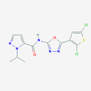 B2360125 N-(5-(2,5-dichlorothiophen-3-yl)-1,3,4-oxadiazol-2-yl)-1-isopropyl-1H-pyrazole-5-carboxamide CAS No. 1170840-34-2