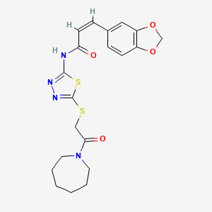 (Z)-N-(5-((2-(azepan-1-yl)-2-oxoethyl)thio)-1,3,4-thiadiazol-2-yl)-3-(benzo[d][1,3]dioxol-5-yl)acrylamide