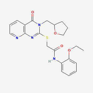 molecular formula C22H24N4O4S B2360142 N-(2-ethoxyphenyl)-2-((4-oxo-3-((tetrahydrofuran-2-yl)methyl)-3,4-dihydropyrido[2,3-d]pyrimidin-2-yl)thio)acetamide CAS No. 902950-56-5