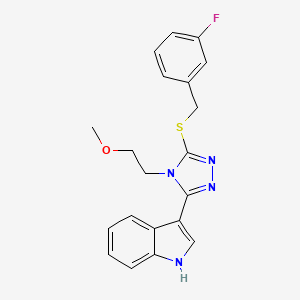 molecular formula C20H19FN4OS B2360144 3-(5-((3-fluorobenzyl)thio)-4-(2-methoxyethyl)-4H-1,2,4-triazol-3-yl)-1H-indole CAS No. 852145-15-4
