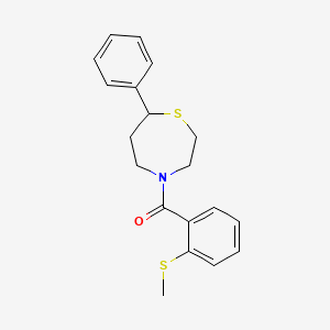 molecular formula C19H21NOS2 B2360162 (2-(Methylthio)phenyl)(7-phenyl-1,4-thiazepan-4-yl)methanone CAS No. 1797737-58-6