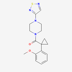 molecular formula C17H20N4O2S B2360168 1-[1-(2-Methoxyphenyl)cyclopropanecarbonyl]-4-(1,2,5-thiadiazol-3-yl)piperazine CAS No. 2097873-32-8