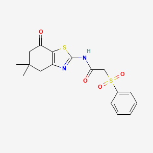 2-(benzenesulfonyl)-N-(5,5-dimethyl-7-oxo-4,6-dihydro-1,3-benzothiazol-2-yl)acetamide