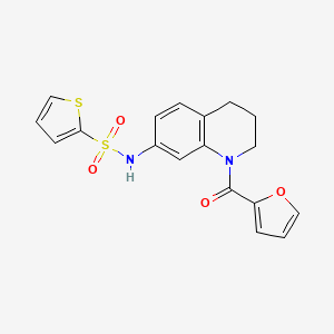 molecular formula C18H16N2O4S2 B2360175 N-[1-(2-呋喃甲酰基)-1,2,3,4-四氢喹啉-7-基]噻吩-2-磺酰胺 CAS No. 946267-66-9