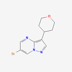 molecular formula C11H12BrN3O B2360179 6-Bromo-3-(tetrahydro-2H-pyran-4-yl)pyrazolo[1,5-a]pyrimidine CAS No. 1774896-96-6