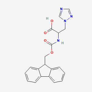 molecular formula C20H18N4O4 B2360184 2-(9H-fluoren-9-ylmethoxycarbonylamino)-3-(1,2,4-triazol-1-yl)propanoic acid CAS No. 224173-51-7