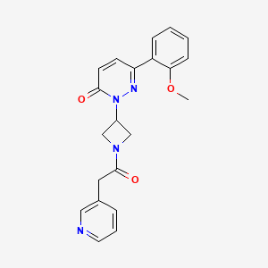 molecular formula C21H20N4O3 B2360188 6-(2-Methoxyphenyl)-2-[1-(2-pyridin-3-ylacetyl)azetidin-3-yl]pyridazin-3-one CAS No. 2380190-48-5
